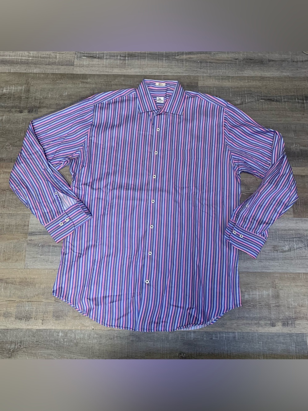 Peter Millar Long Sleeve Striped Button Up Dress Shirt Men’s Large